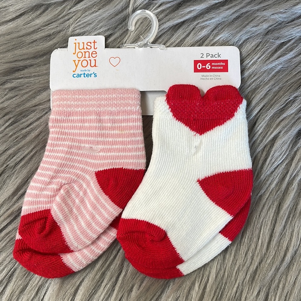 Carters Valentines heart socks baby girl